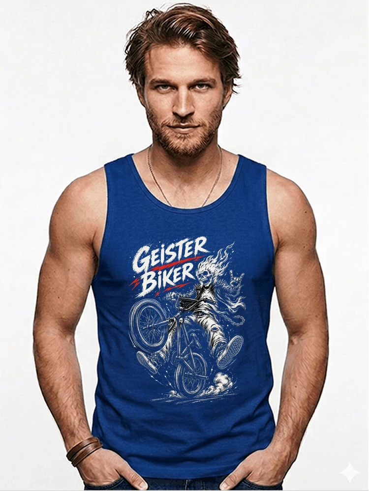 bmx downhill t shirt herren geister biker skeleton motif tanktop royal blue