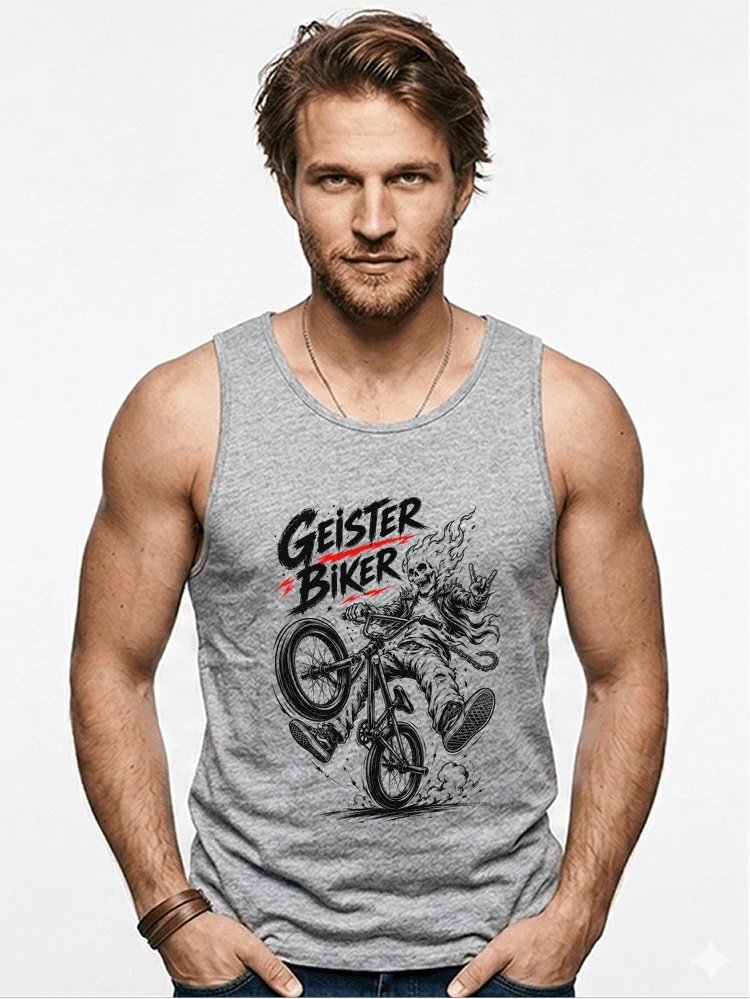 bmx downhill t shirt herren geister biker skeleton motif tanktop sport grey