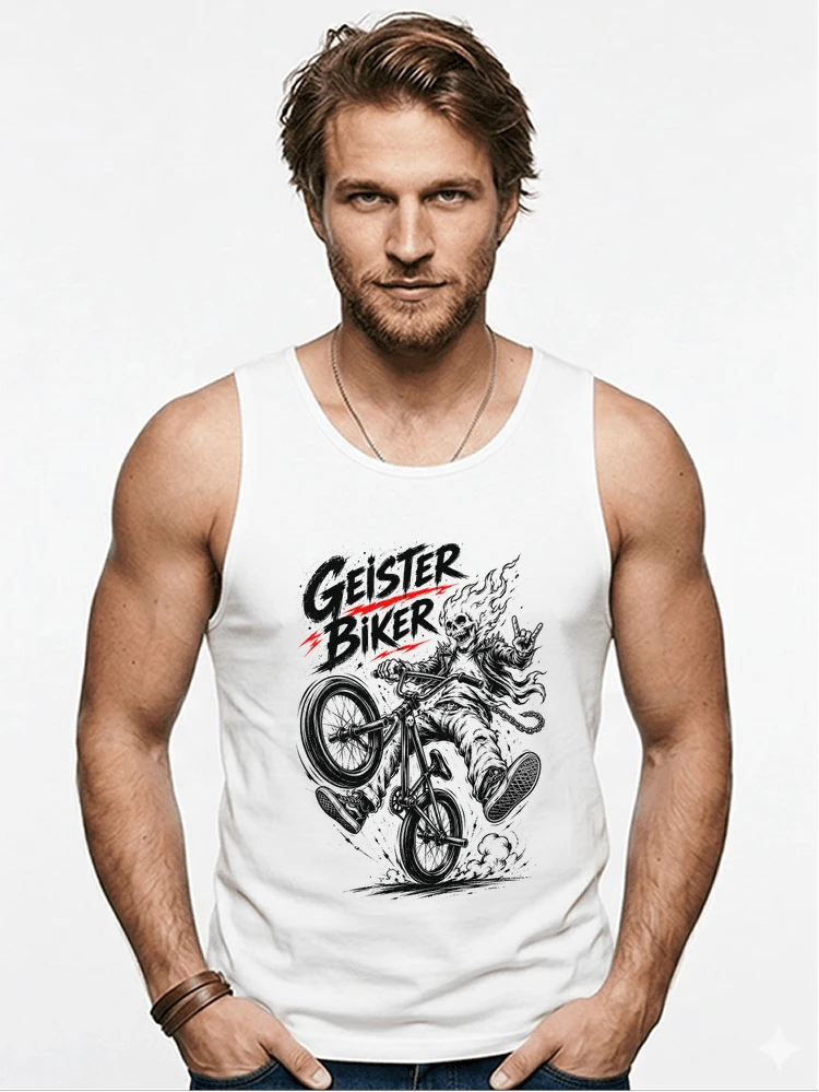 bmx downhill t shirt herren geister biker skeleton motif tanktop white