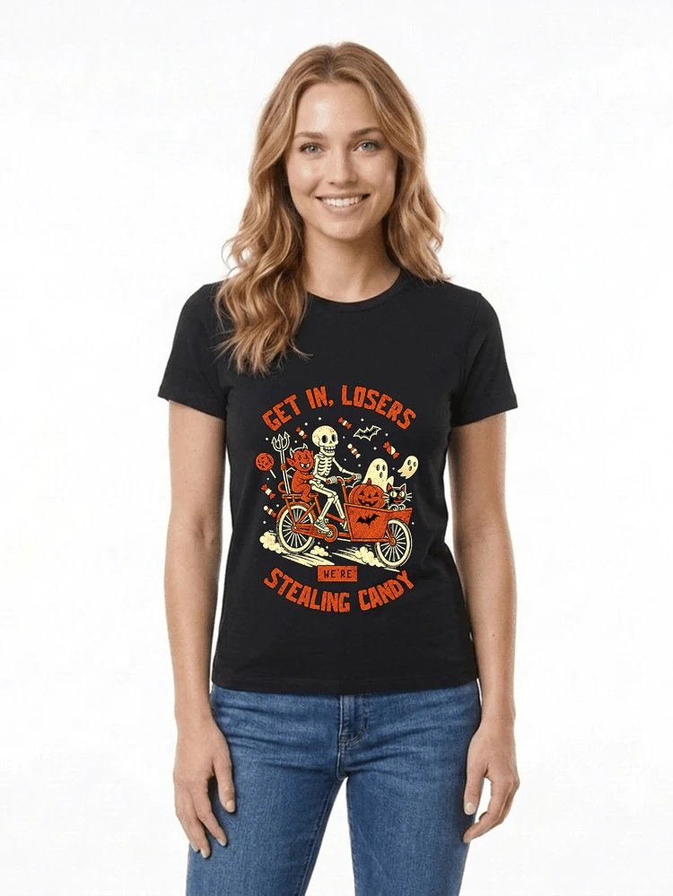 cargo bike halloween t shirt fahrrad shirt damen t shirt black