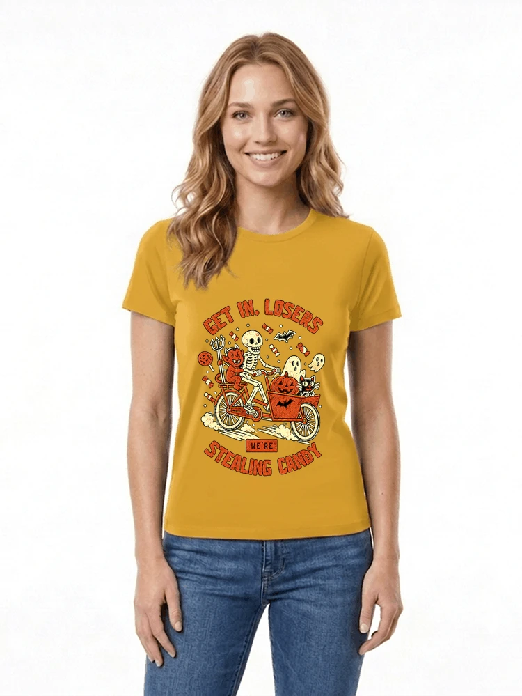cargo bike halloween t shirt fahrrad shirt damen t shirt gold