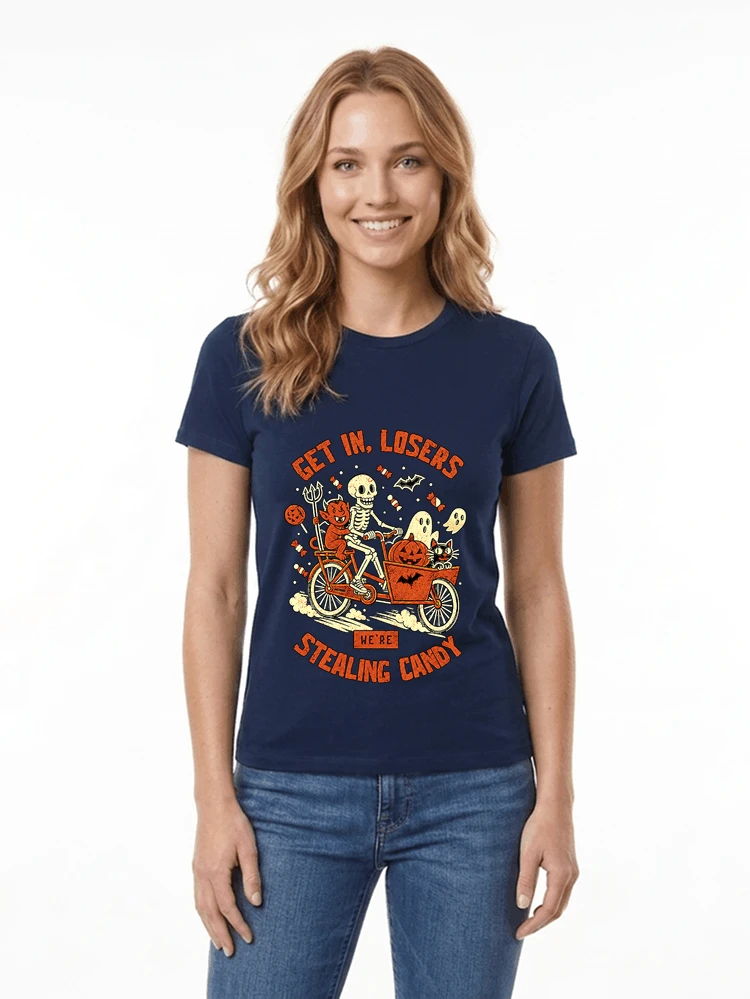 cargo bike halloween t shirt fahrrad shirt damen t shirt navy