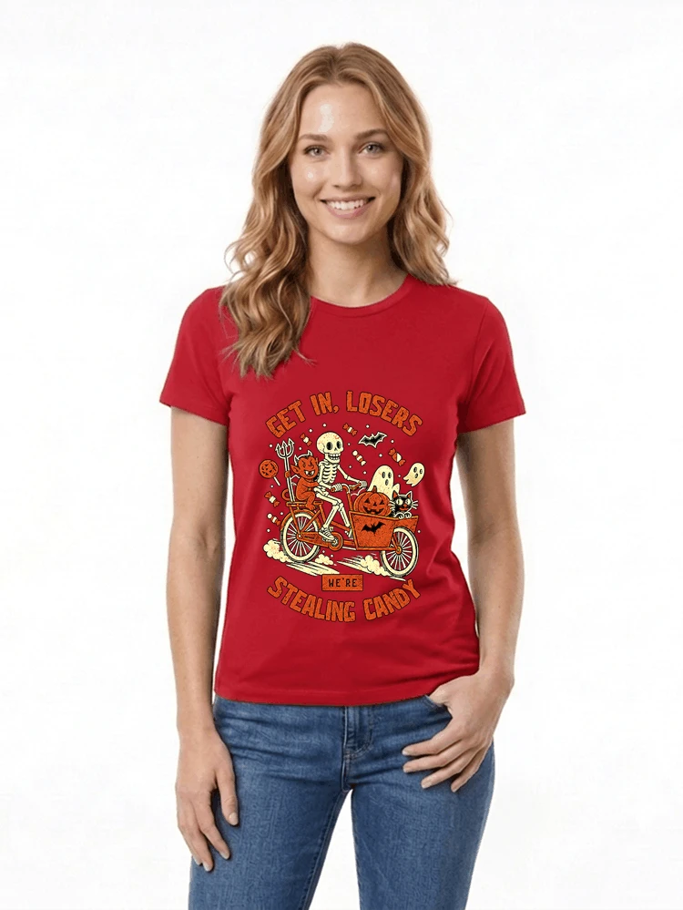 cargo bike halloween t shirt fahrrad shirt damen t shirt red