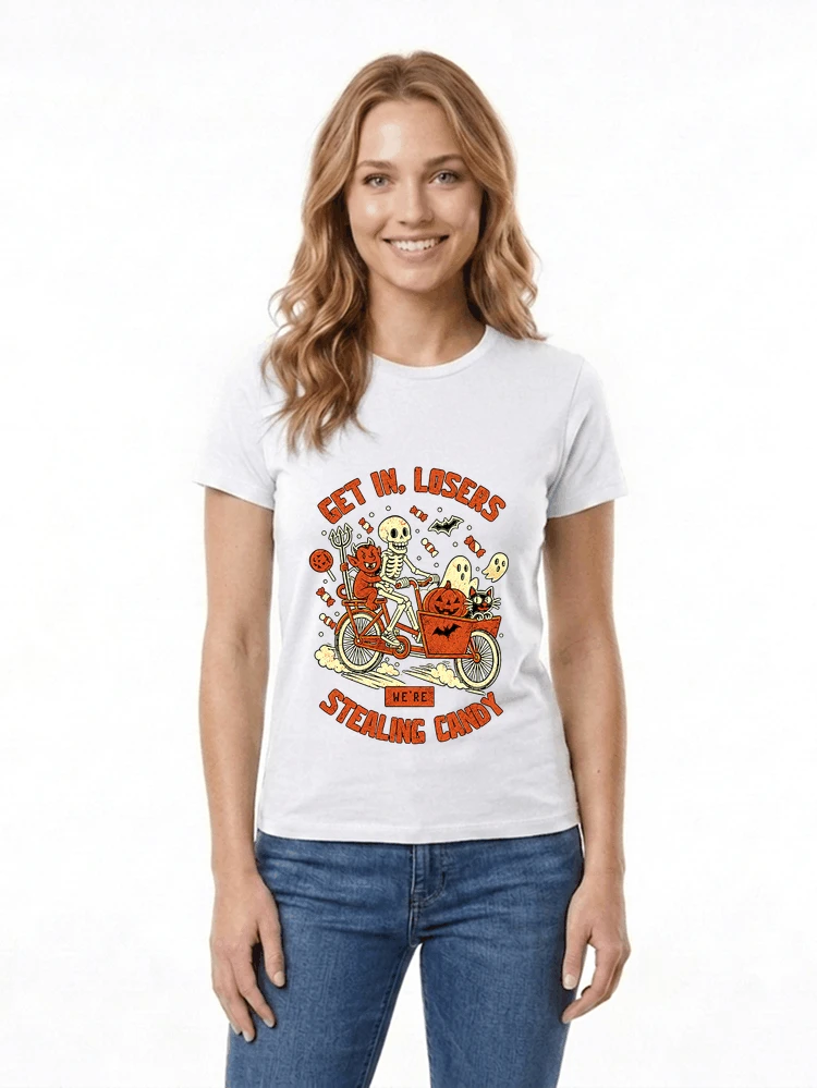 cargo bike halloween t shirt fahrrad shirt damen t shirt white