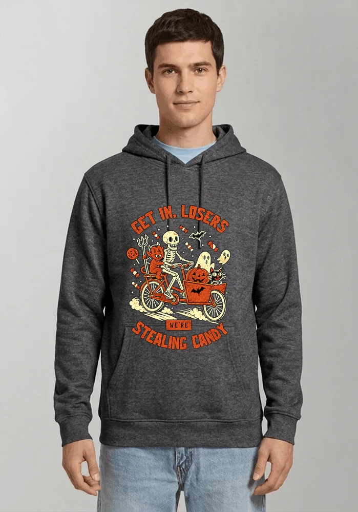 cargo bike halloween t shirt fahrrad shirt kapuzenpullover anthracite melange