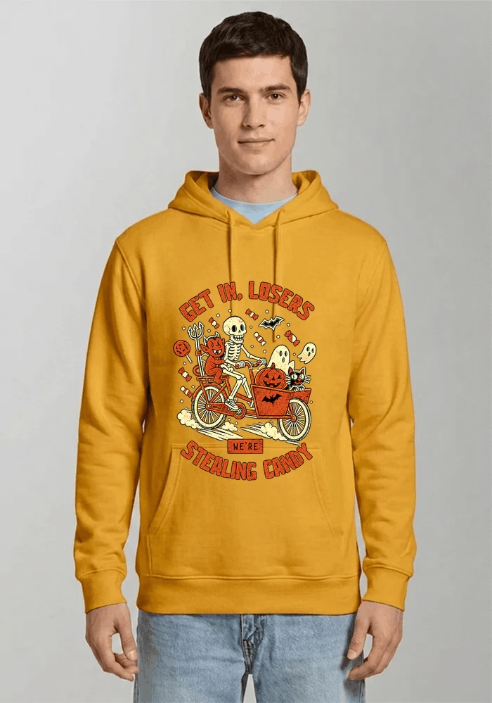 cargo bike halloween t shirt fahrrad shirt kapuzenpullover gold