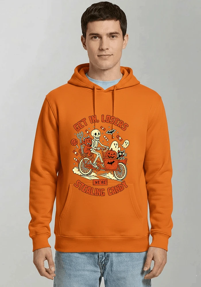 cargo bike halloween t shirt fahrrad shirt kapuzenpullover orange