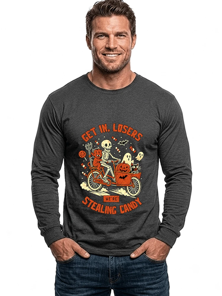 cargo bike halloween t shirt fahrrad shirt langarmshirt anthracite melange