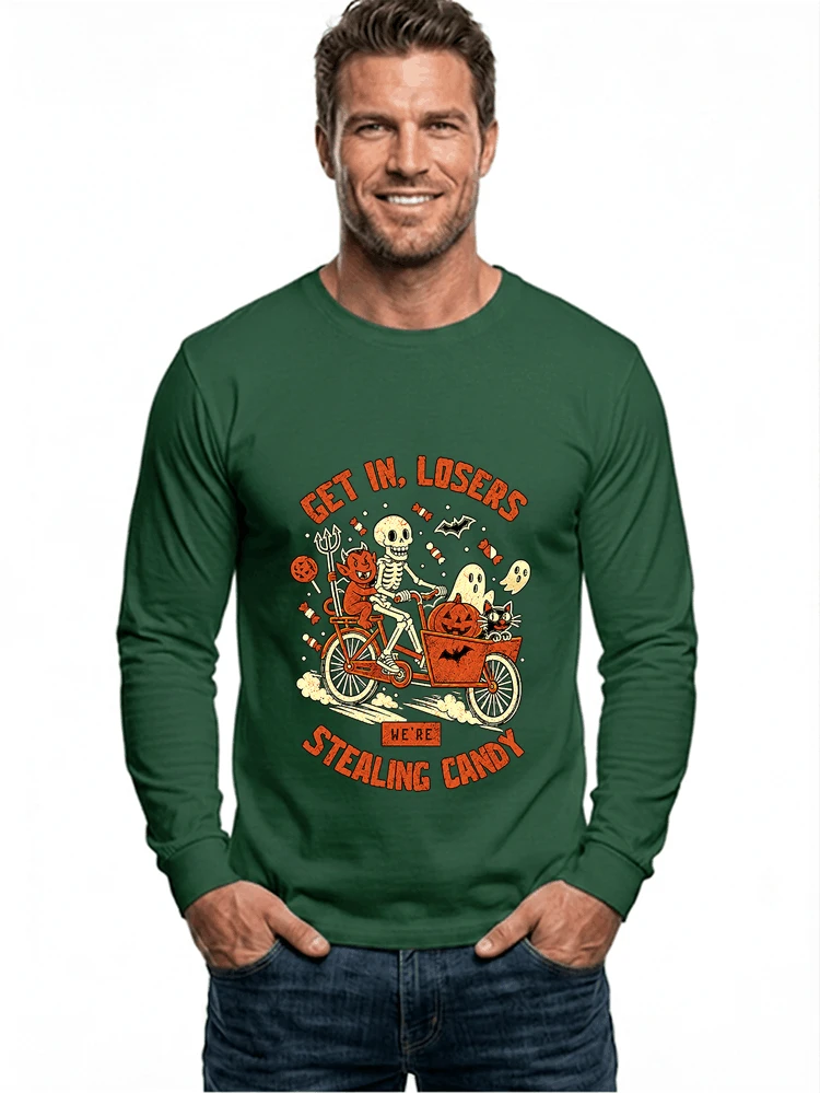 cargo bike halloween t shirt fahrrad shirt langarmshirt forest green