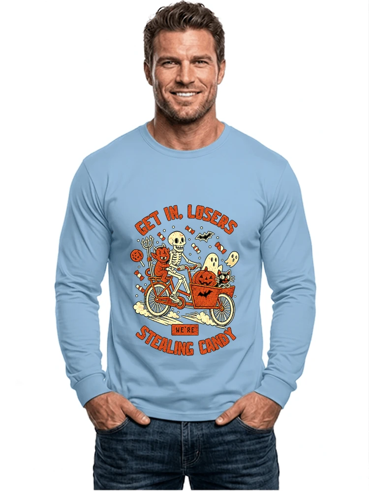 cargo bike halloween t shirt fahrrad shirt langarmshirt light blue
