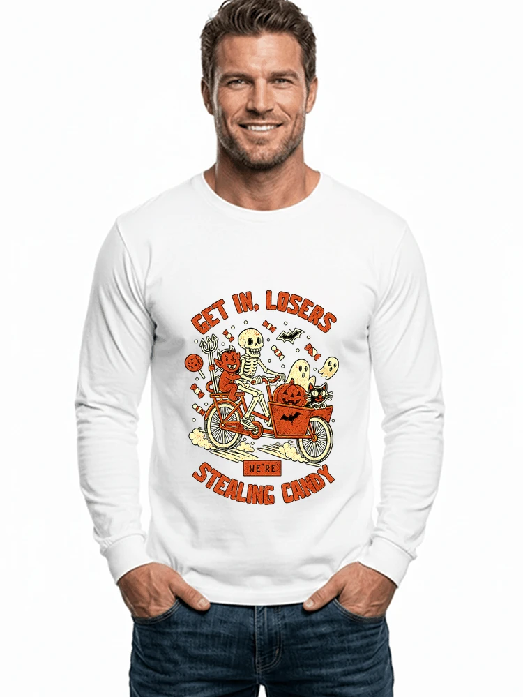 cargo bike halloween t shirt fahrrad shirt langarmshirt white