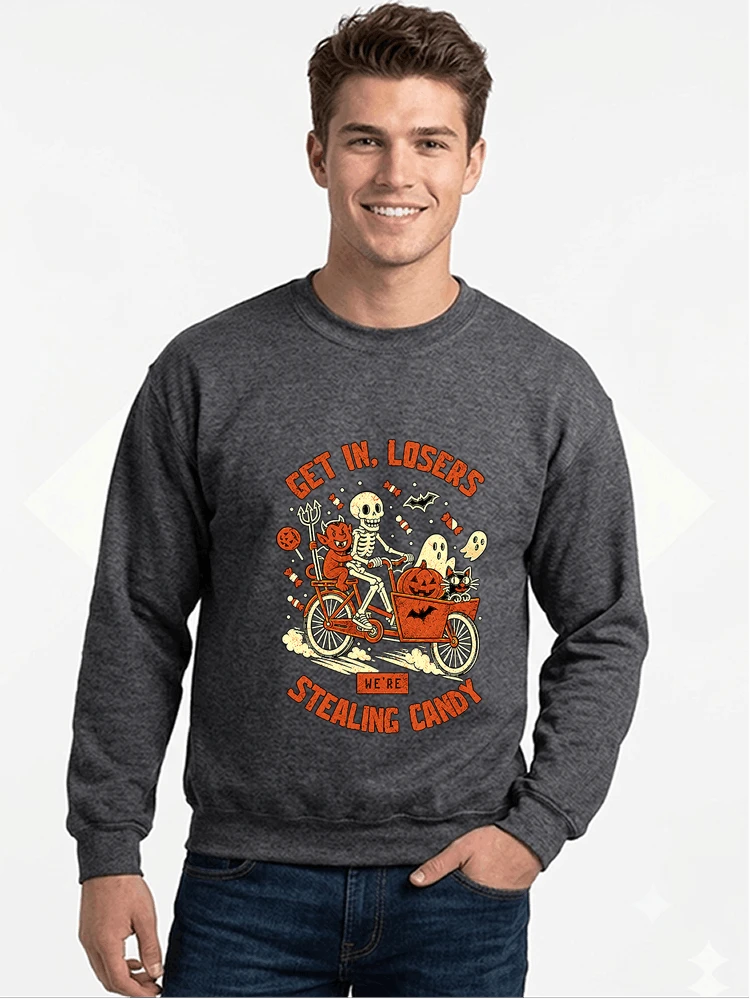 cargo bike halloween t shirt fahrrad shirt sweatshirt mit rundhalsausschnitt anthracite melange