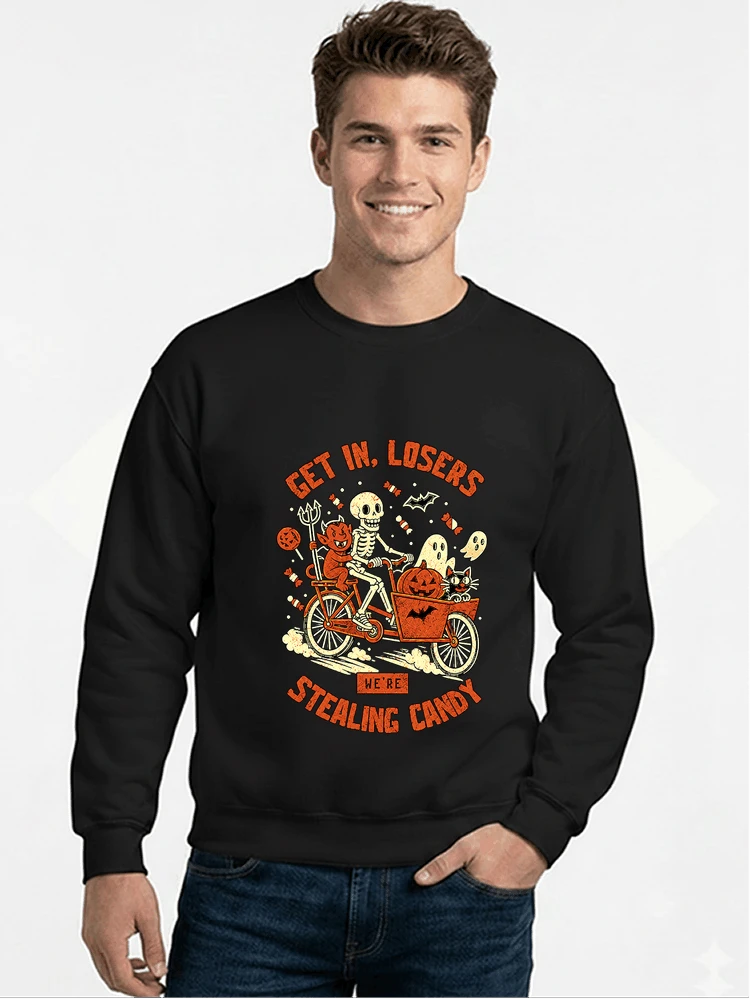 cargo bike halloween t shirt fahrrad shirt sweatshirt mit rundhalsausschnitt black