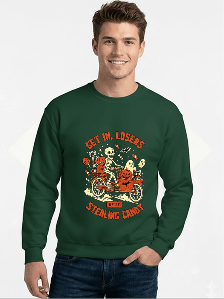 cargo bike halloween t shirt fahrrad shirt sweatshirt mit rundhalsausschnitt forest green