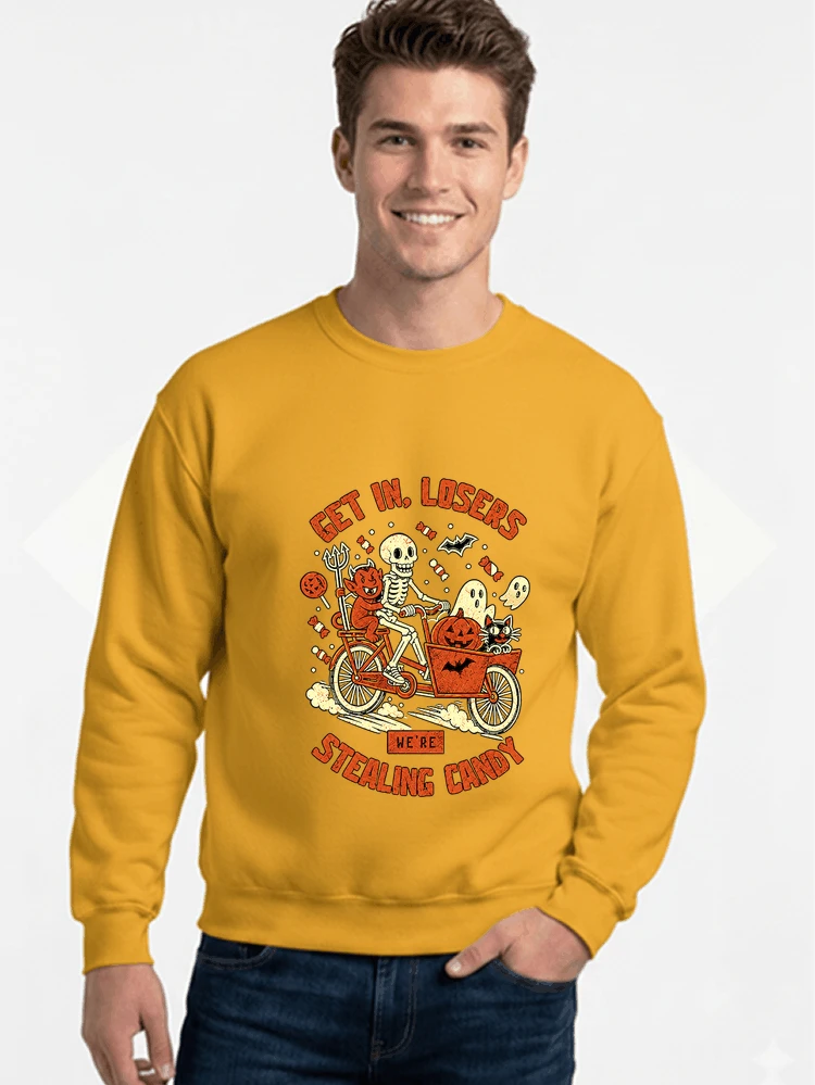 cargo bike halloween t shirt fahrrad shirt sweatshirt mit rundhalsausschnitt gold