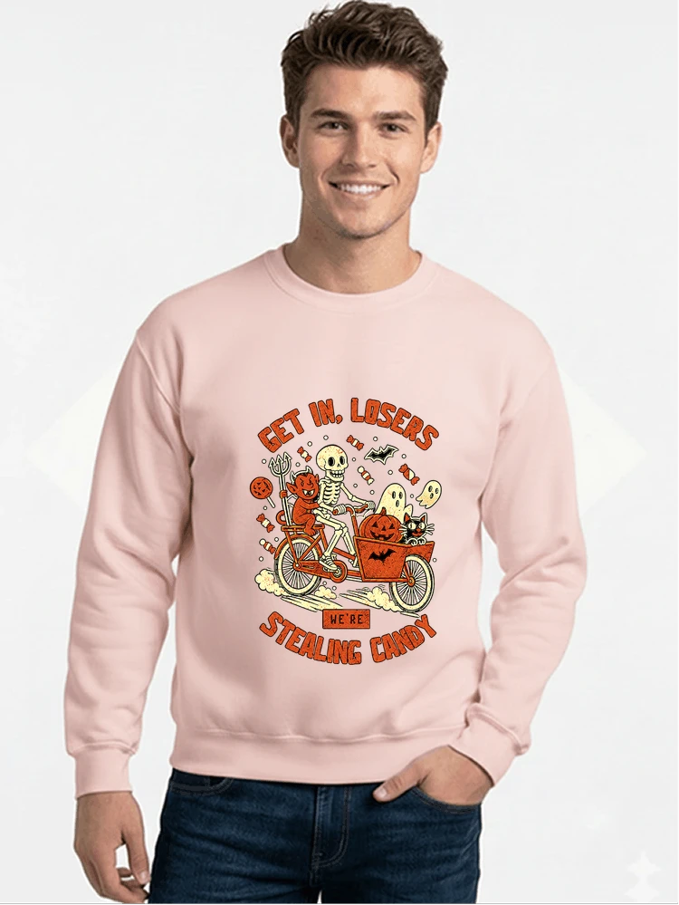 cargo bike halloween t shirt fahrrad shirt sweatshirt mit rundhalsausschnitt light pink