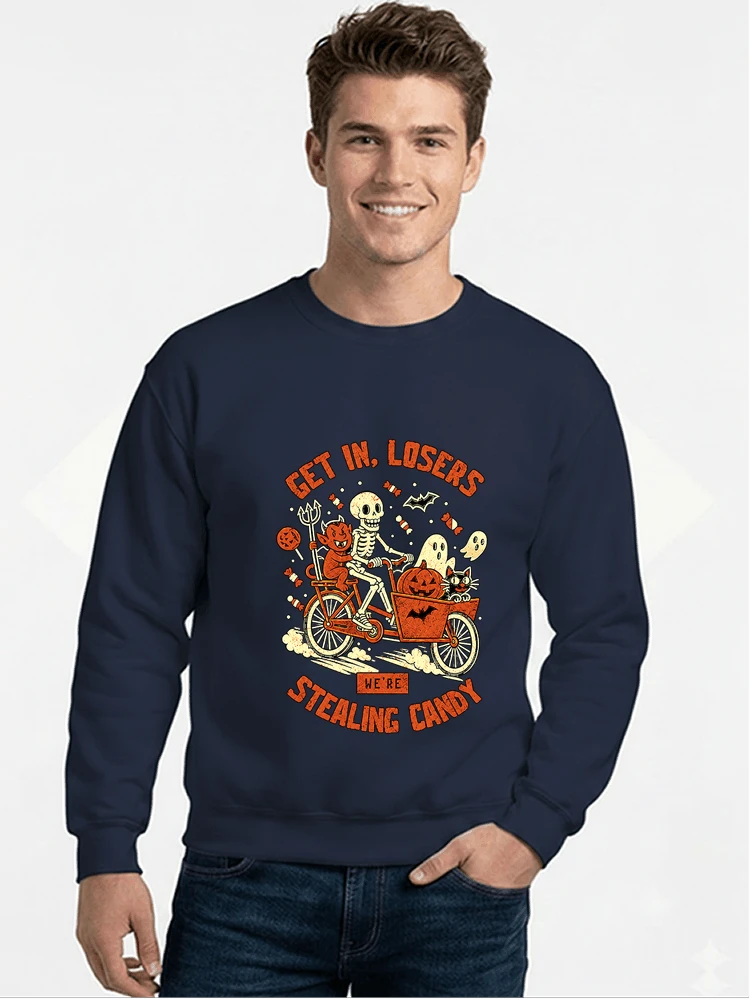 cargo bike halloween t shirt fahrrad shirt sweatshirt mit rundhalsausschnitt navy