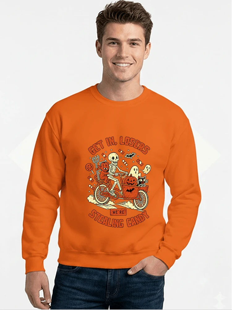 cargo bike halloween t shirt fahrrad shirt sweatshirt mit rundhalsausschnitt orange