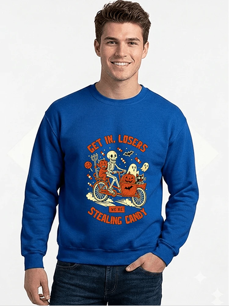 cargo bike halloween t shirt fahrrad shirt sweatshirt mit rundhalsausschnitt royal blue