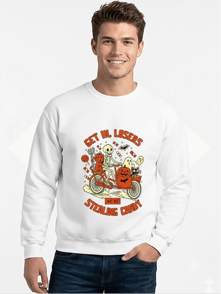 cargo bike halloween t shirt fahrrad shirt sweatshirt mit rundhalsausschnitt white