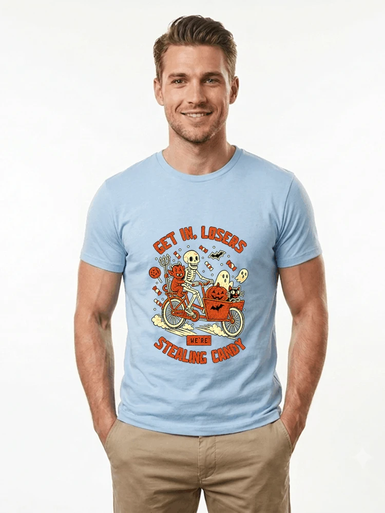 cargo bike halloween t shirt fahrrad shirt t shirt light blue