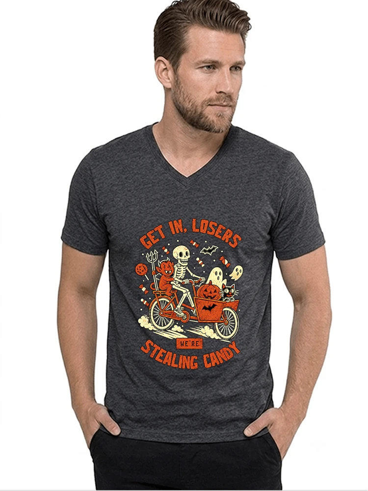 cargo bike halloween t shirt fahrrad shirt t shirt mit v ausschnitt anthracite melange