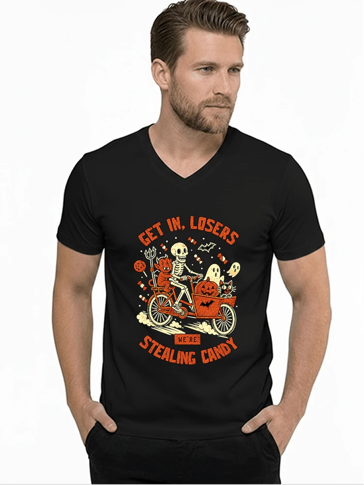 cargo bike halloween t shirt fahrrad shirt t shirt mit v ausschnitt black