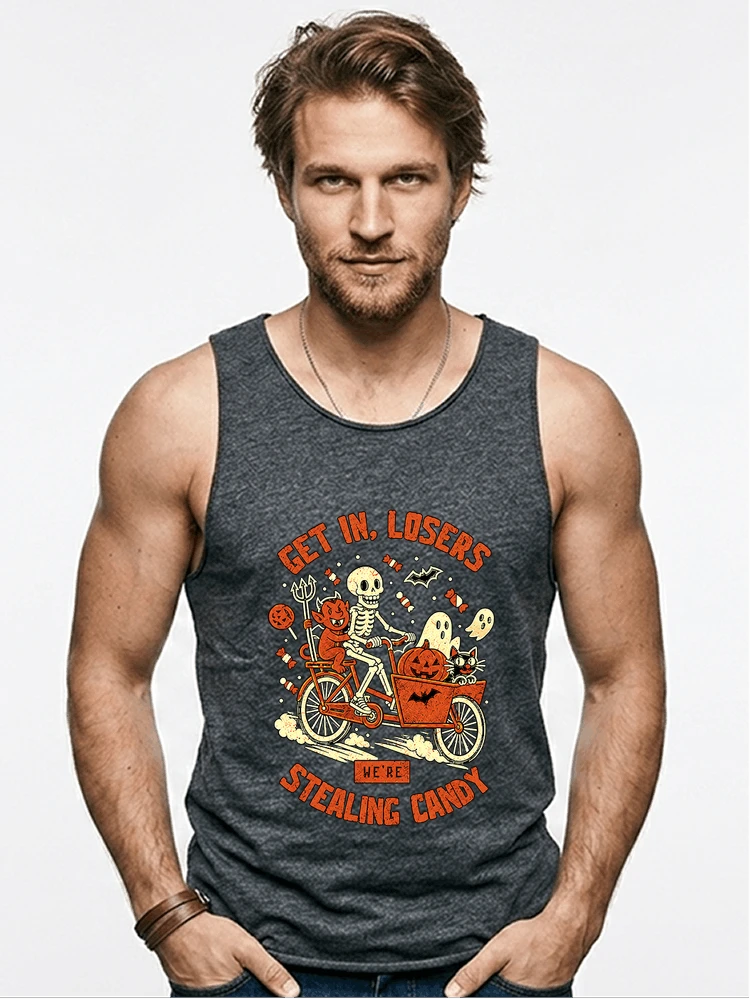 cargo bike halloween t shirt fahrrad shirt tanktop anthracite melange