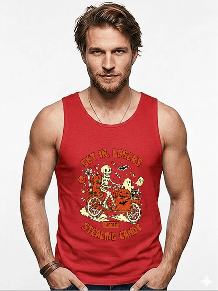 cargo bike halloween t shirt fahrrad shirt tanktop red
