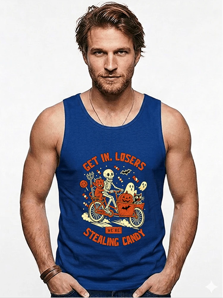cargo bike halloween t shirt fahrrad shirt tanktop royal blue