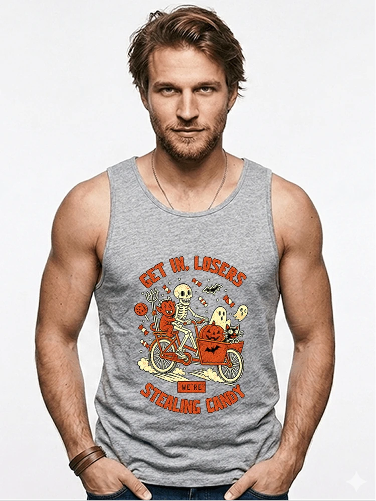 cargo bike halloween t shirt fahrrad shirt tanktop sport grey