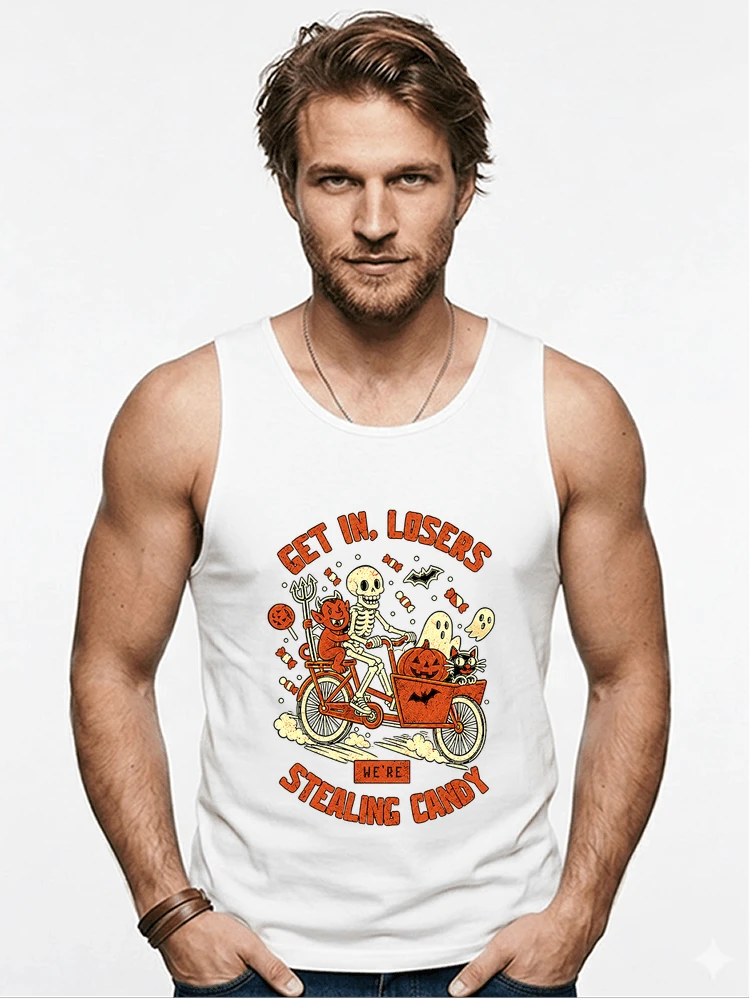 cargo bike halloween t shirt fahrrad shirt tanktop white