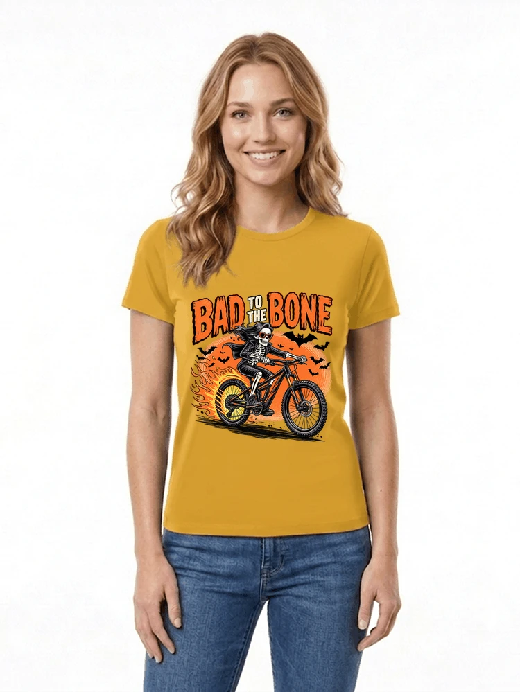 cooles mtb skelett fahrrad shirt halloween geschenk fr mtb fans damen t shirt gold