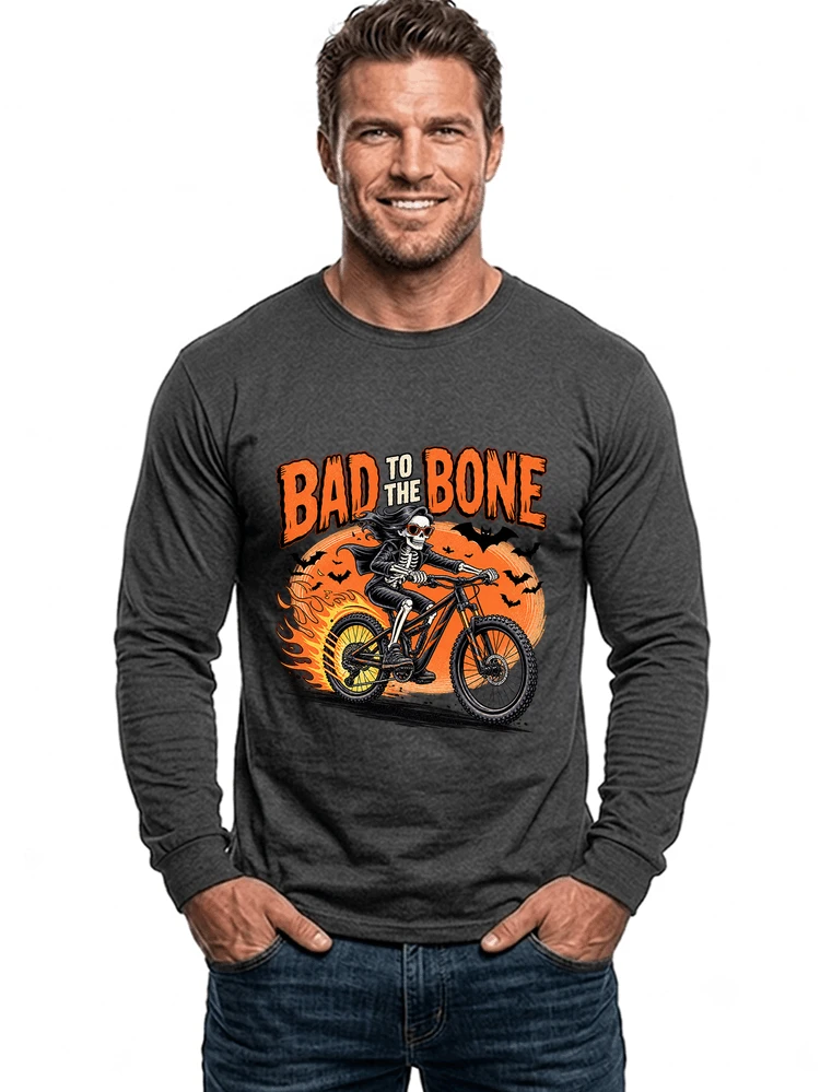 cooles mtb skelett fahrrad shirt halloween geschenk fr mtb fans langarmshirt anthracite melange