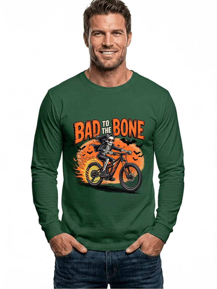 cooles mtb skelett fahrrad shirt halloween geschenk fr mtb fans langarmshirt forest green