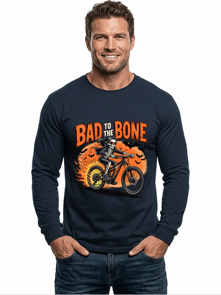 cooles mtb skelett fahrrad shirt halloween geschenk fr mtb fans langarmshirt navy