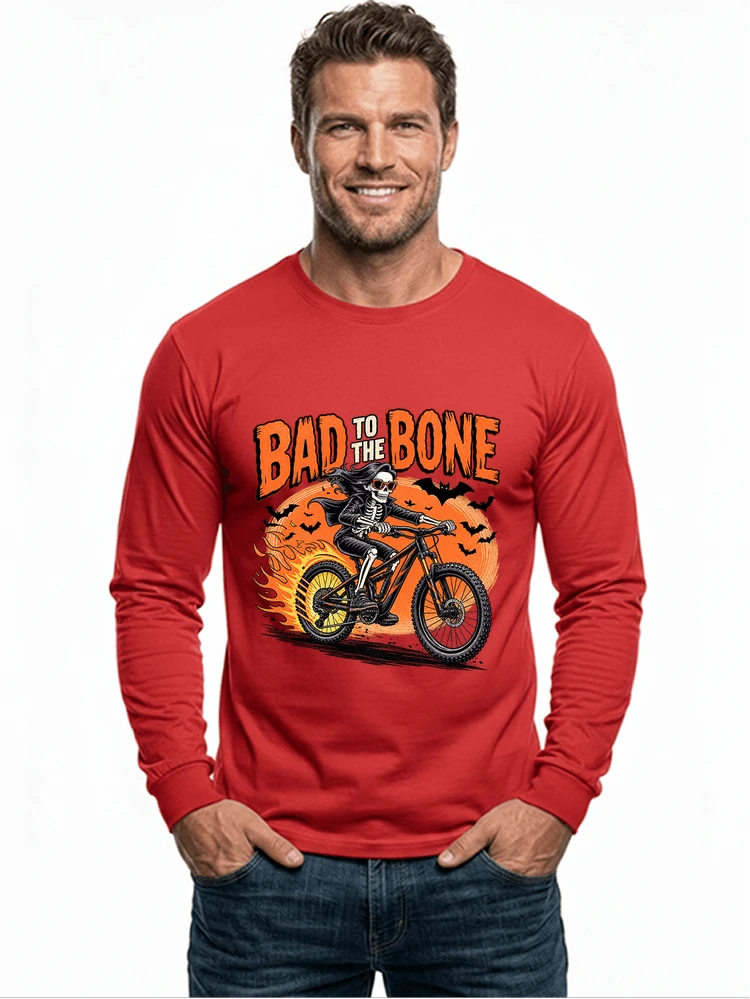 cooles mtb skelett fahrrad shirt halloween geschenk fr mtb fans langarmshirt red