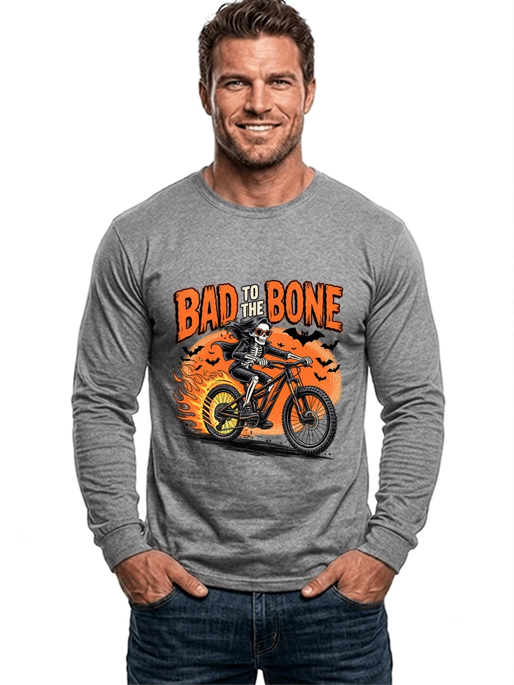 cooles mtb skelett fahrrad shirt halloween geschenk fr mtb fans langarmshirt sport grey