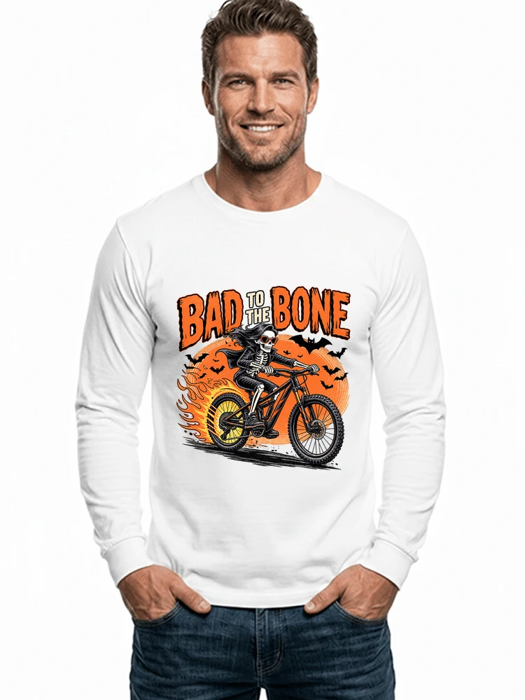 cooles mtb skelett fahrrad shirt halloween geschenk fr mtb fans langarmshirt white