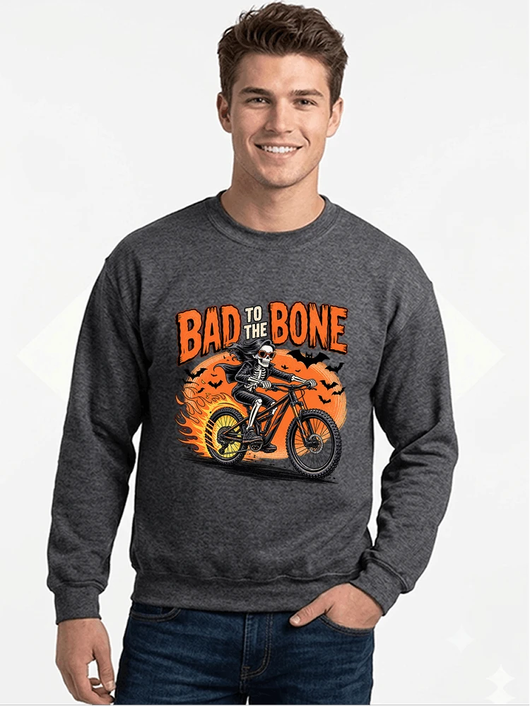 cooles mtb skelett fahrrad shirt halloween geschenk fr mtb fans sweatshirt mit rundhalsausschnitt anthracite melange