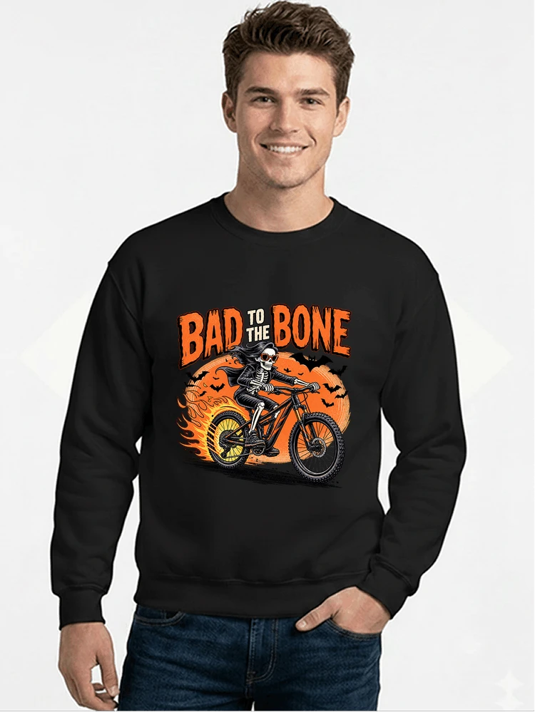 cooles mtb skelett fahrrad shirt halloween geschenk fr mtb fans sweatshirt mit rundhalsausschnitt black