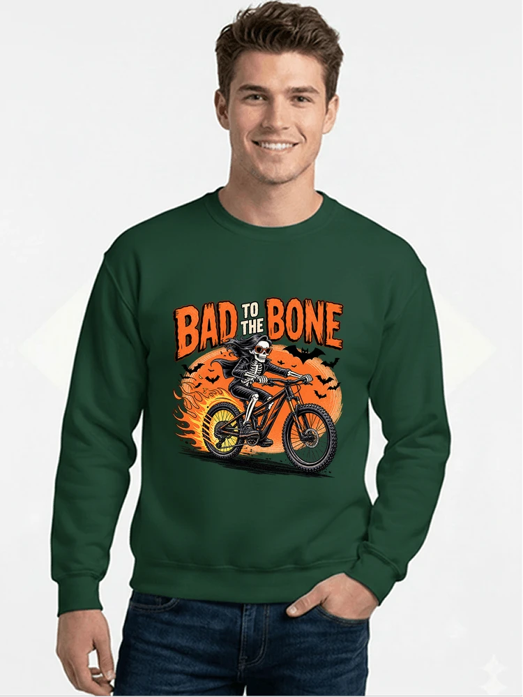 cooles mtb skelett fahrrad shirt halloween geschenk fr mtb fans sweatshirt mit rundhalsausschnitt forest green