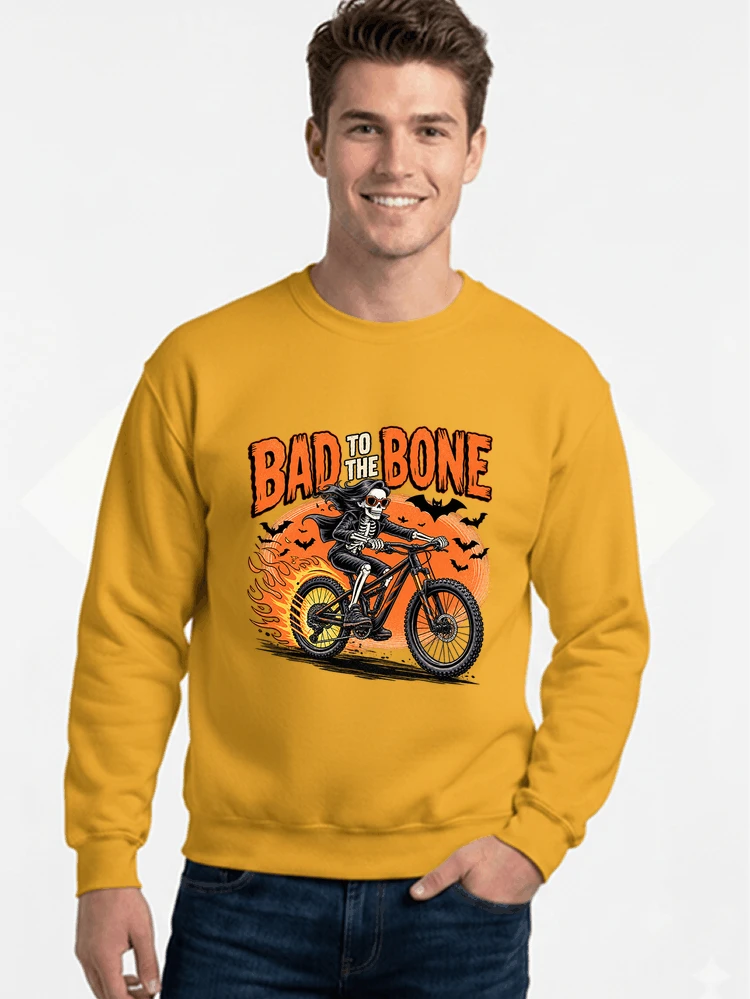 cooles mtb skelett fahrrad shirt halloween geschenk fr mtb fans sweatshirt mit rundhalsausschnitt gold