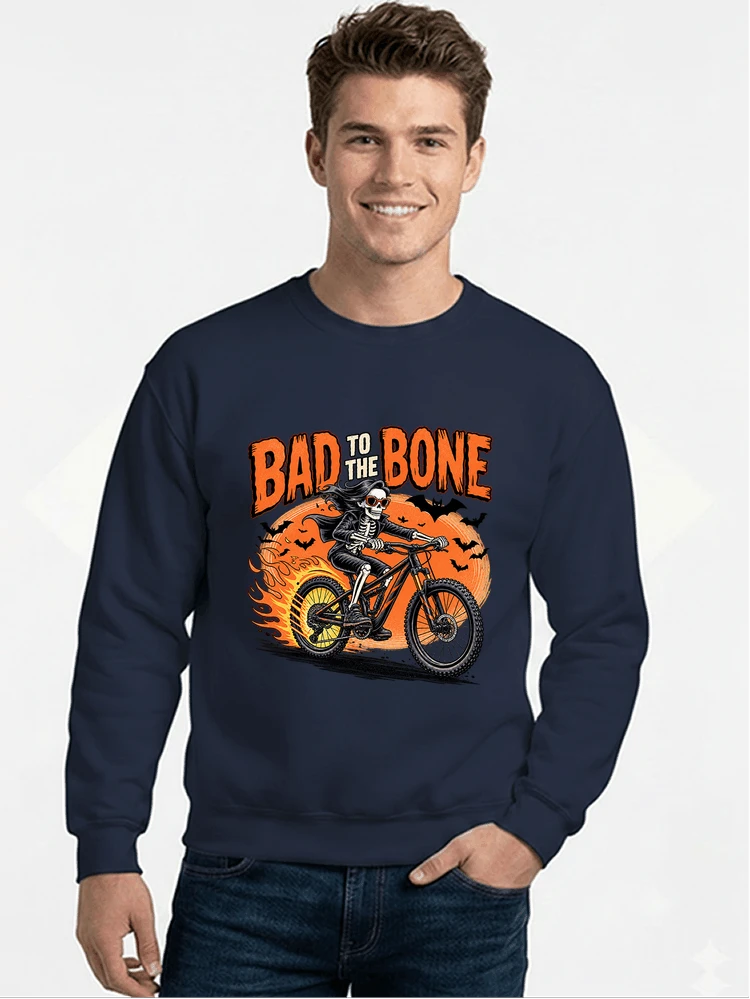 cooles mtb skelett fahrrad shirt halloween geschenk fr mtb fans sweatshirt mit rundhalsausschnitt navy