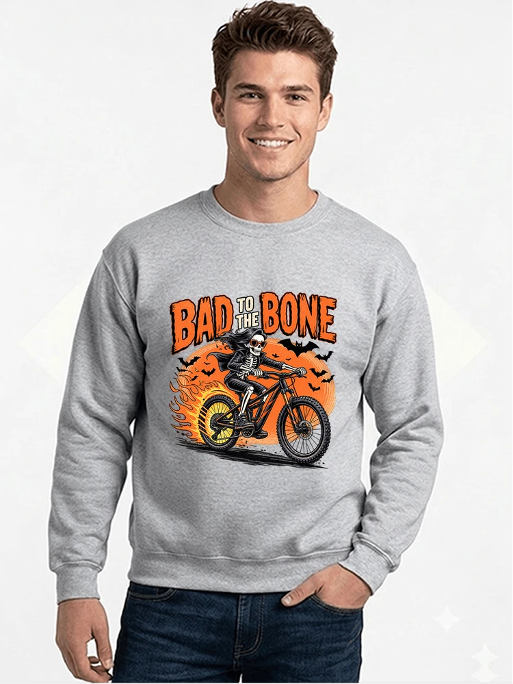 cooles mtb skelett fahrrad shirt halloween geschenk fr mtb fans sweatshirt mit rundhalsausschnitt sport grey