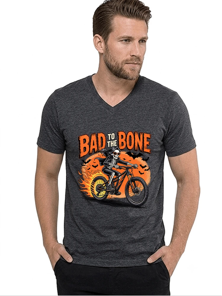 cooles mtb skelett fahrrad shirt halloween geschenk fr mtb fans t shirt mit v ausschnitt anthracite melange
