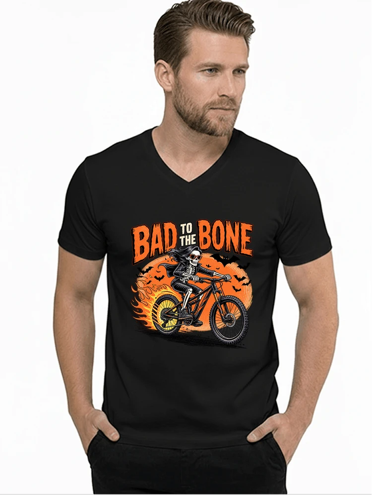 cooles mtb skelett fahrrad shirt halloween geschenk fr mtb fans t shirt mit v ausschnitt black