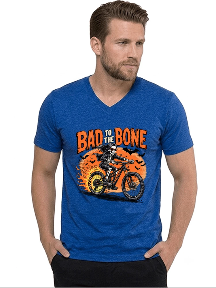 cooles mtb skelett fahrrad shirt halloween geschenk fr mtb fans t shirt mit v ausschnitt royal blue