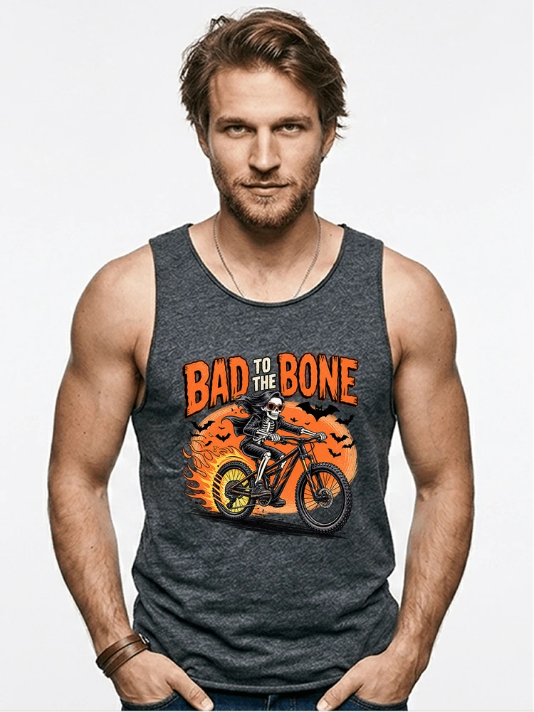 cooles mtb skelett fahrrad shirt halloween geschenk fr mtb fans tanktop anthracite melange