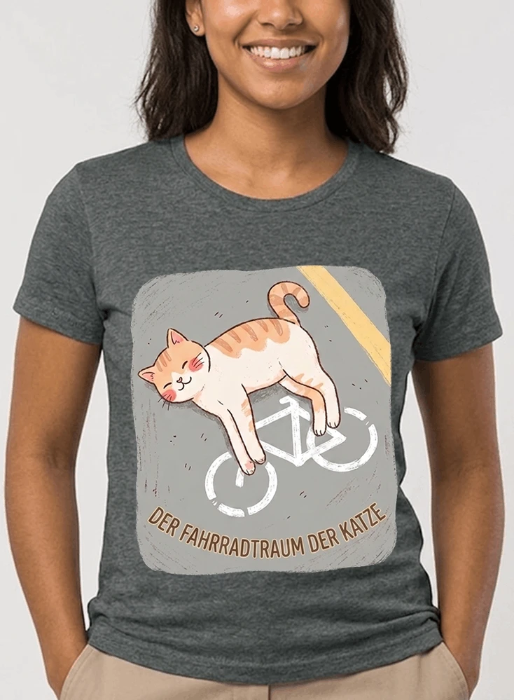 der fahrradtraum der katze t shirt ses katzenmotiv fr radfahre damen t shirt anthracite melange